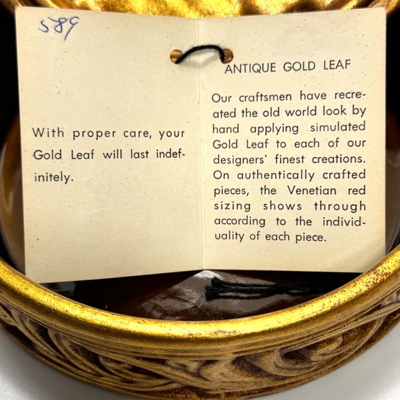 Rare Vtg Freeman & McFarlin Potteries Gold Round Covered Jewelry Trinket Box NEW - Picture 5 of 13